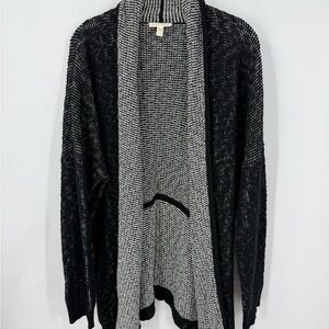 Eileen Fisher Black and White Shawl Collar Cardigan